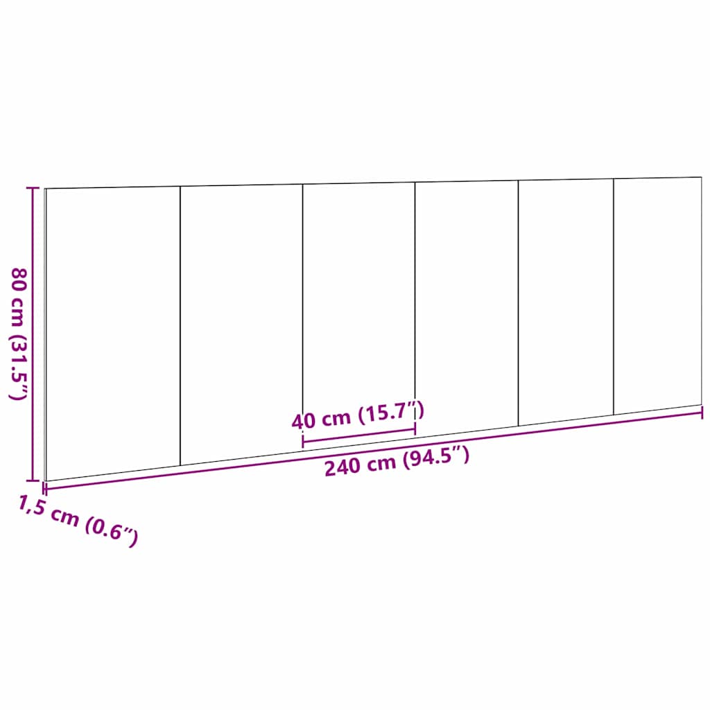 Headboard Black oak 240 x 1,5 x 80 cm Engineered wood
